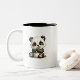 かわいい赤ちゃんパンダの竹食べるコーヒーマグ ツートーンマグカップ