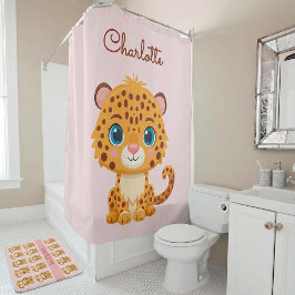 かわいい赤ちゃんヒョウのサファリ動物の子供たち シャワーカーテン