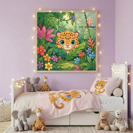 かわいい赤ちゃんヒョウのサファリ動物の子供たち ポスター