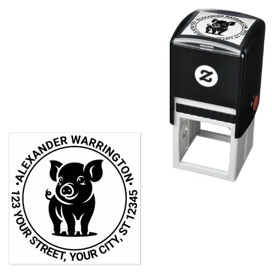かわいい赤ちゃんピグスタンドン#1名差出人住所 セルフインキングスタンプ (インサイチュ)