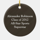 かわいい赤ちゃんフクロウとピンクの弓 セラミックオーナメント (裏面)