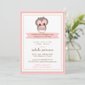 かわいい赤ちゃんフクロウの女の子の出産前パーティー招待状 招待状 (スタンド正面)