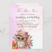 かわいい赤ちゃんフクロウ 招待状 (正面/裏面)