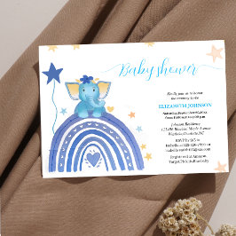 かわいい赤ちゃんブルーエレファント虹の赤ちゃんシャワーi 招待状