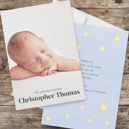 かわいい赤ちゃんブルーシンプル子供部屋韻かわいい 案内状