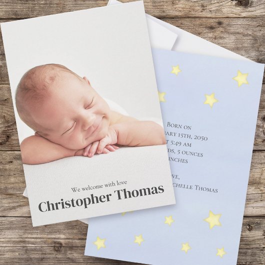 かわいい赤ちゃんブルーシンプル子供部屋韻かわいい 案内状