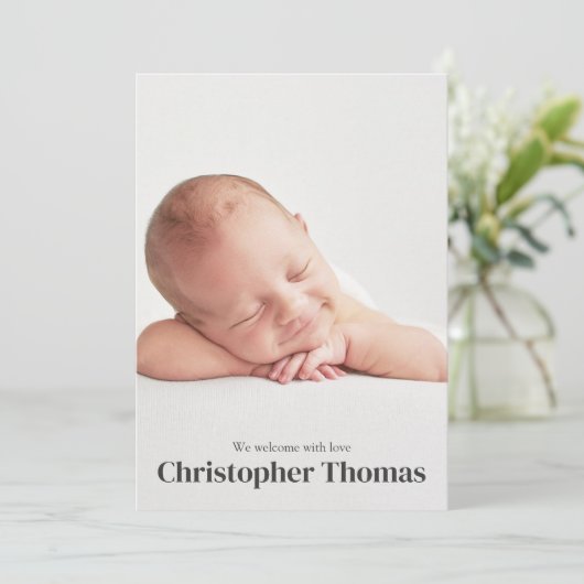 かわいい赤ちゃんブルーシンプル子供部屋韻かわいい 案内状 (スタンド正面)