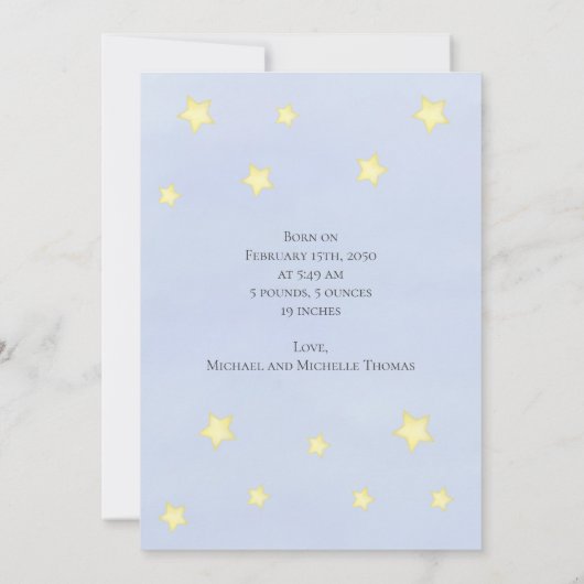 かわいい赤ちゃんブルーシンプル子供部屋韻かわいい 案内状 (裏面)