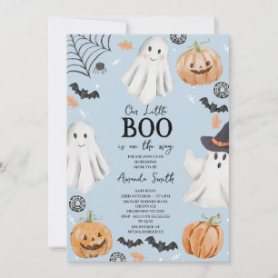 かわいい赤ちゃんブルーハロウィンリトルブーベイビーシャワー 招待状