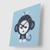 かわいい赤ちゃんブルーモンキー スクエア壁時計 (傾斜)