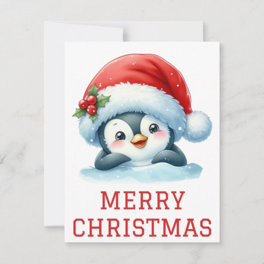 かわいい赤ちゃんペンギンのクリスマスカード シーズンカード (正面)