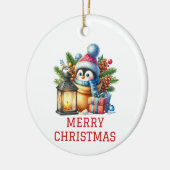 かわいい赤ちゃんペンギンのクリスマス セラミックオーナメント (左)