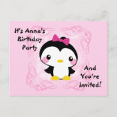 かわいい赤ちゃんペンギンの誕生日招待状ポストカード インビテーションポストカード (正面)