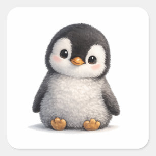 かわいい赤ちゃんペンギン – ソフト＆愛らしいデザイン スクエアシール