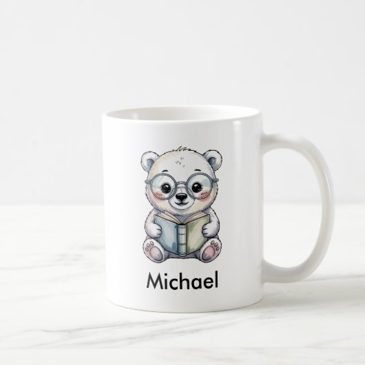 かわいい赤ちゃんホッキョクグマが本を読む コーヒーマグカップ (右)