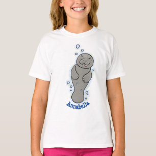 かわいい赤ちゃんマナティーのイラストと泡 Tシャツ