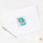 かわいい赤ちゃんマーメイド スクエアシール (封筒)