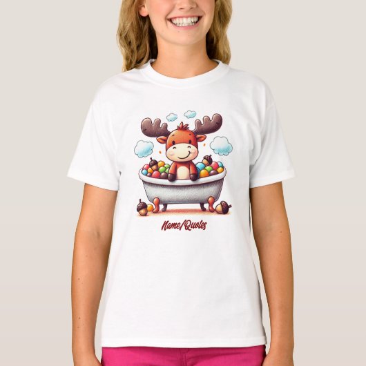 かわいい赤ちゃんムースのバスタイムのイラスト Tシャツ (正面)