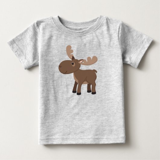 かわいい赤ちゃんムース動物 ベビーTシャツ (正面)