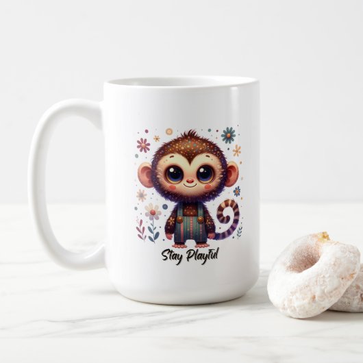 かわいい赤ちゃんモンキー コーヒーマグカップ (ドーナツ)