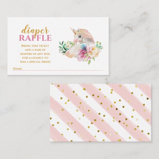 かわいい赤ちゃんユニコーンユニフォーム懸賞チケット同封 エンクロージャーカード (正面/裏面)