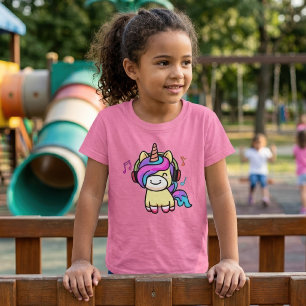 かわいい赤ちゃんユニコーン ヘッドホン Tシャツ