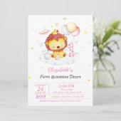 かわいい赤ちゃんライオンの星の誕生日招待状 招待状 (スタンド正面)