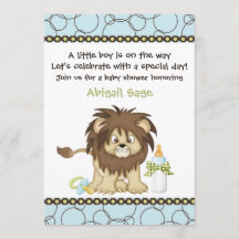 かわいい赤ちゃんライオンの男の子ベビーシャワー招待状