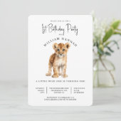 かわいい赤ちゃんライオン ワイルドワン 1歳の誕生日パーティー 招待状 (スタンド正面)