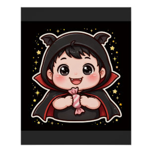 かわいい赤ちゃんヴァンパイアお菓子のハロウィンポスター ポスター