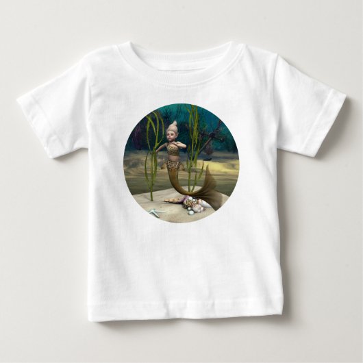 かわいい赤ちゃん人魚 ベビーTシャツ (正面)
