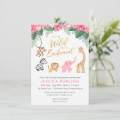 かわいい赤ちゃん動物とサファリ赤ちゃんシャワーテーマ 招待状 (スタンド正面)