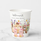 かわいい赤ちゃん動物と野の花のベビーシャワー 紙コップ (正面)