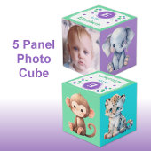 かわいい赤ちゃん動物の写真名で保育園のパープル フォトキューブ