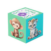 かわいい赤ちゃん動物の写真名で保育園の紫 フォトキューブ (裏面アングル)