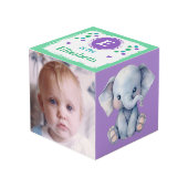 かわいい赤ちゃん動物の写真名で保育園の紫 フォトキューブ (正面アングル)