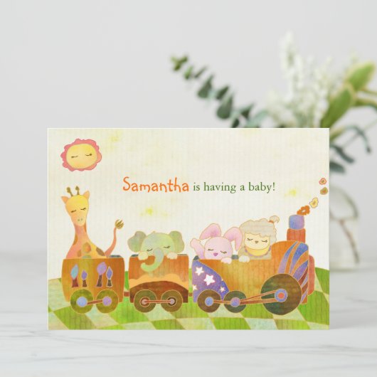 かわいい赤ちゃん動物の赤ちゃんシャワー 招待状 (スタンド正面)