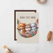 かわいい赤ちゃん動物の追加文字 ノートカード (正面/裏面インサイチュ)