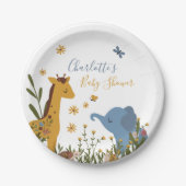 かわいい赤ちゃん動物フローラ赤ちゃんシャワー周り ペーパープレート (正面)