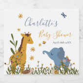 かわいい赤ちゃん動物フローラ赤ちゃんシャワー スパークリングワインラベル (シングルラベル)