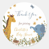 かわいい赤ちゃん動物フローラ赤ちゃんシャワー ラウンドシール (正面)