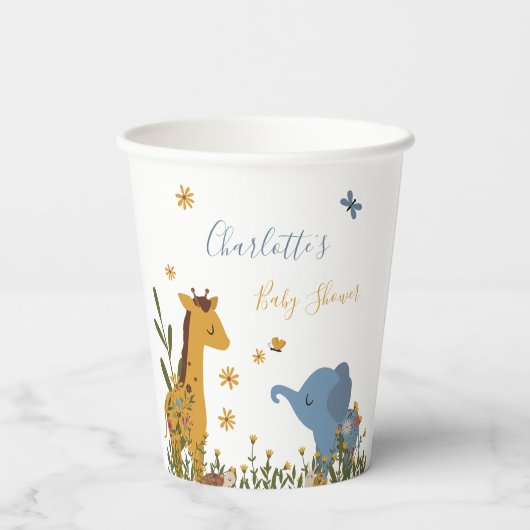 かわいい赤ちゃん動物フローラ赤ちゃんシャワー 紙コップ (裏面)