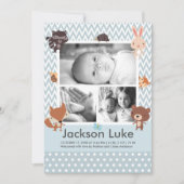 かわいい赤ちゃん動物少年の写真誕生のお知らせ 案内状 (正面)