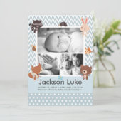 かわいい赤ちゃん動物少年の写真誕生のお知らせ 案内状 (スタンド正面)