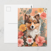 かわいい赤ちゃん動物 |かわいいシェットランドシェプドッグパピー ポストカード (正面/裏面)