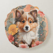 かわいい赤ちゃん動物 |かわいいシェットランドシェプドッグパピー ラウンドクッション (裏面)