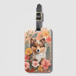 かわいい赤ちゃん動物  かわいいシェットランドシェプドッグパピー ラゲッジタグ