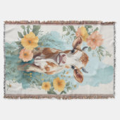 かわいい赤ちゃん動物 |かわいい牛のふくらはぎフローラ スローブランケット (正面)