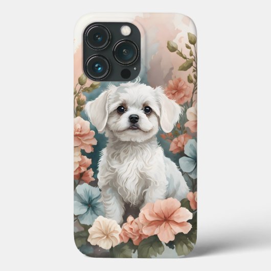 かわいい赤ちゃん動物 |かわいい白いマルチーズの子犬 Case-Mate iPhoneケース (裏面)