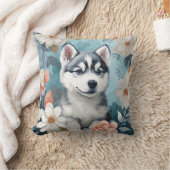 かわいい赤ちゃん動物 ハスキーの子犬 クッション (ブランケット)